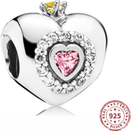 Real 925 Sterling Silver Charms My Princess Crystal Charm Crystal Beads Fit Original Pandora Bracelets Women Diy jewelry 2020
