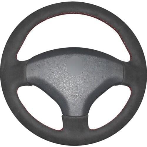 Hand-stitched Black Suede Car Steering Wheel Cover for Peugeot 308 2007 2008 2009 2010 2011 2012 2013 408 2012 2013 2014