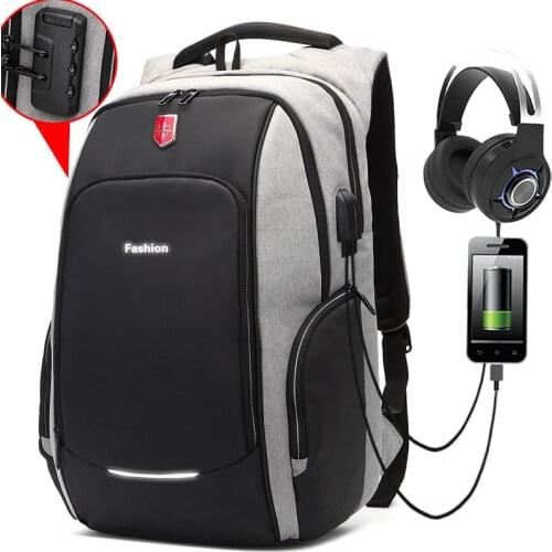 New Anti-thief Fashion Men Backpack Multifunctional Waterproof 15.6 inch Laptop Bag Man USB Charging Travel Backpacks Mochila