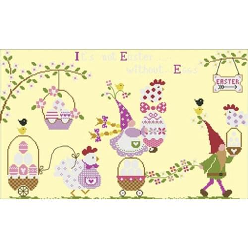 Happy easter patterns counted 11CT 14T Cross Stitch Set DIY Chinese Cross-stitch Kits Embroidery Needlework Home Decor