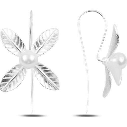 Silverlina Silver Pearl Flower Earrings