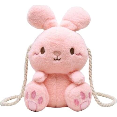 Cute 20cm Colorful Rabbit Bag Animal Bunny Stuffed Plush Toys Children Backpack Gifts for Girls