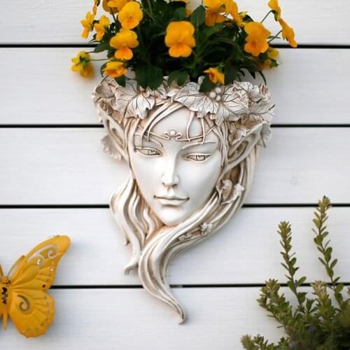 Nordic Wall Hanging Resin Goddess Flower Pot Outdoor Courtyard Succulents Bonsai Pots Crafts Home Garden Decoration Accessories