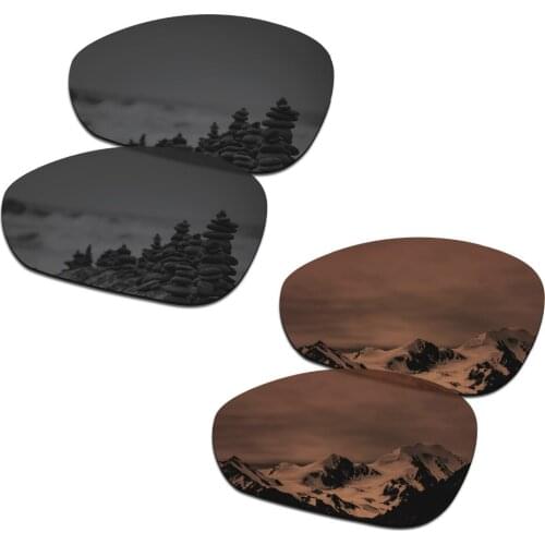 SmartVLT 2 Pairs Polarized Sunglasses Replacement Lenses for Oakley Crosshair 1.0 (2005) Stealth Black and Amber Brown