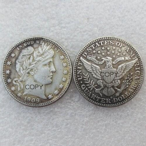 USA Barber Quarter Dollars 1909 1909-D 1909-O 1909-S Different Mint Silver Plated Copy Coin