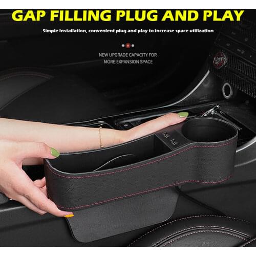 Universal Car Seat Gap Filler Catcher Organizer Console Side Pocket Storage Box Case Dual USB Charger Cup Holder Dual Charger