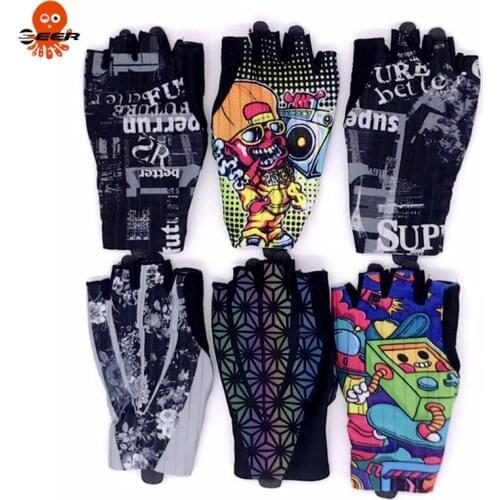 Seer Short Finger Cycling Gloves New Breathable Non-Slip Bicycle Half Finger Cycling Gloves Anti-friction Palm Protection