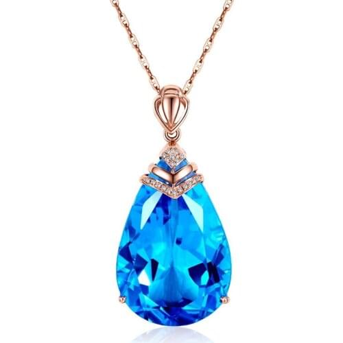 YSH 100% 925 Sterling Silver Inlaid Sea blue Zircon Pendant Water Drop Necklace 2020 Woman Luxury DIY Jewelry Gift Free Shipping