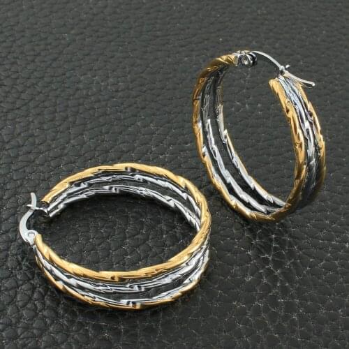Women Fashion Stainless Steel Jewelry Simple Round Hoop Earrings Personality For Woman Bijoux Femmes Joyas Mujer Store EFGZBLFP