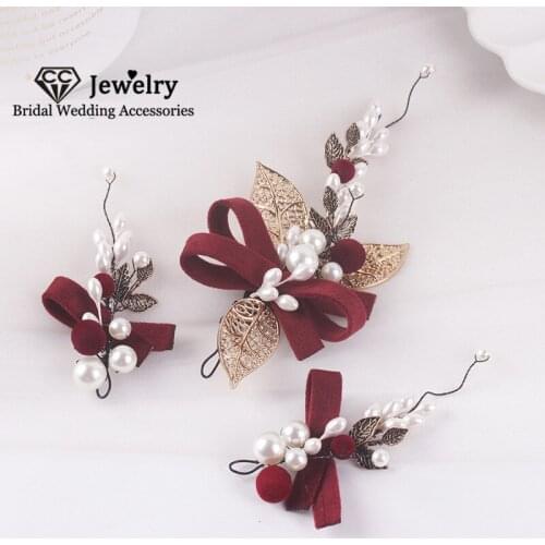 CC Vintage Hairgrips Wedding Accessories for Women Bridal Headdress Engagement Hairwear Leaf Shape Hairpin 3 PCS Party Gift 3829