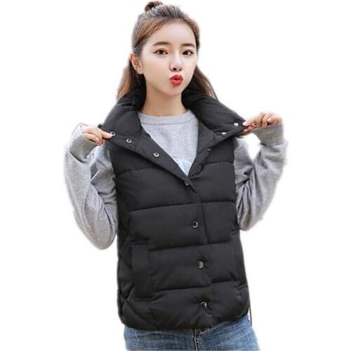Top Fashion Autumn Winter Women Short Vest 2018 Stand-Collar Button Down Cotton Vest Casual Warm Outerwear Slim Vest Mujer Q582