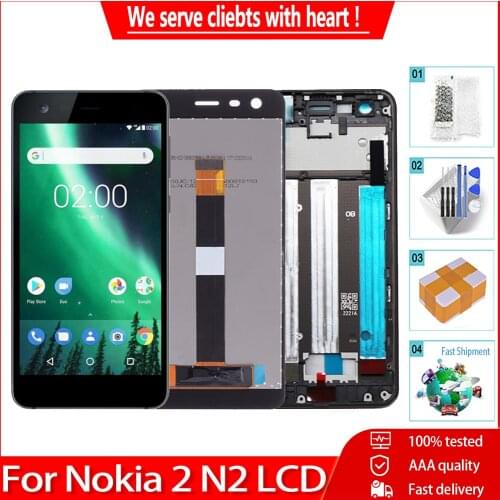 5.0" Original LCD+Frame for NOKIA 2 TA-1007 TA-1029 TA-1023 TA-1035 TA-1011 LCD Display Touch Screen Replacement with Frame