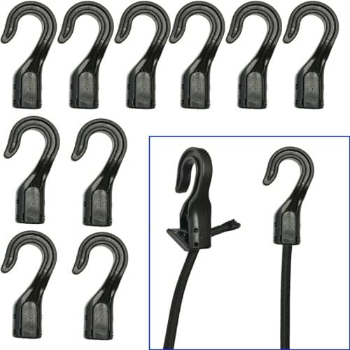 10 20PC Open End Cord Hooks Snap Rowing Boat Kayak Motorcycle Rope Buckle Camping Tent Hook For Bungee Shock Elastic Cord Straps