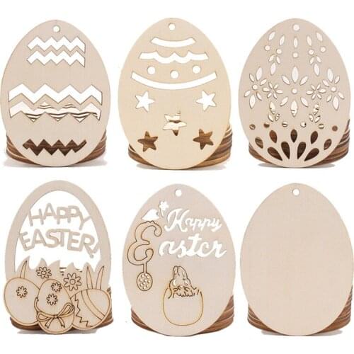 10pcs Easter Rabbit Wooden Ornaments Happy Easter Decor For Home Bunny Easter Eggs Party Decor Pendants Easter Rabbit Decor Gift