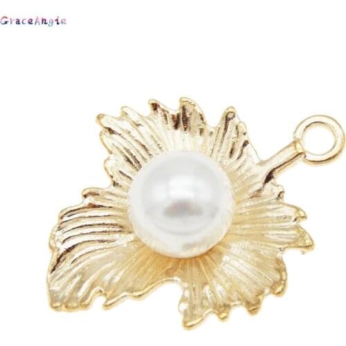 10Pcs Charms For Earrings Pearls On Tree Leaves Gold Pendant Alloy Jewelry Keychain Necklace Luxury Women Gift DIY Crafts