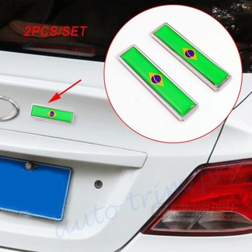 2pcs Chrome Car Auto Accessories 3D Sticker Decal Brazil BR Country Flag Emblem Logo Badge Decorate Trim