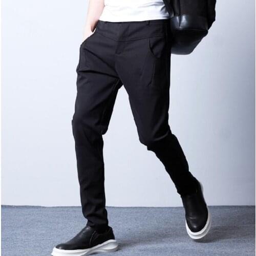 2020 summer thin personality fashion men skinny pants harem pant men feet trousers pantalones hombre cargo pantalon homme black