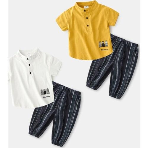 2021 Summer Fashion 3 4 5 6 7 8 10 12 Years Animal Print CREW NECK Shirt + Shorts Handsome 2 Pcs Cotton Sets For Kids Baby Boys