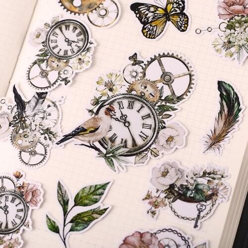 21PCS Clock bird Sticker DIY Scrapbooking Bottom Collage Phone Computer Diary Happy Planner Decoration Sticker