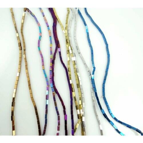 4*6mm Natural Quartz crystal Titanium Multicolored Hematite Gem Square Cube Beads making jewelry 15.5'' H16