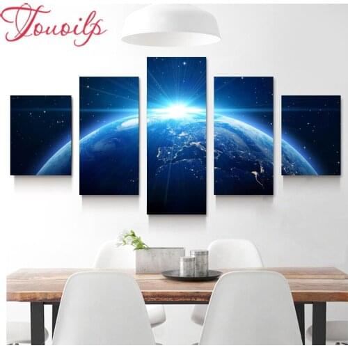 5d diy diamond painting cross stitch"Universe Planet Space Landscape"diamond embroidery Diamond mosaic Home Decoration 5 pcs set