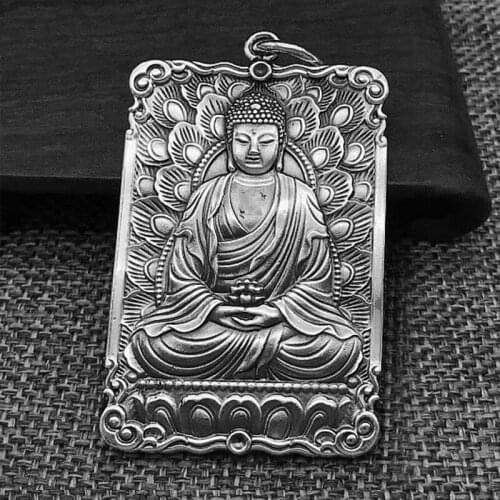 999 sterling Silver Buddha pray amulet mens women jewelry pendant charm A2946
