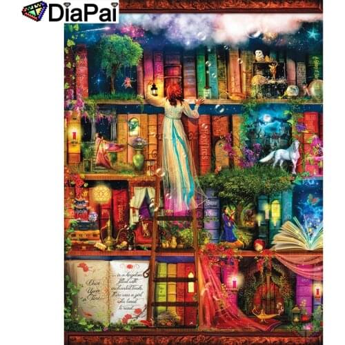 DIAPAI 5D DIY Diamond Painting 100% Full Square/Round Drill "Book landscape" Diamond Embroidery Cross Stitch 3D Decor A22675