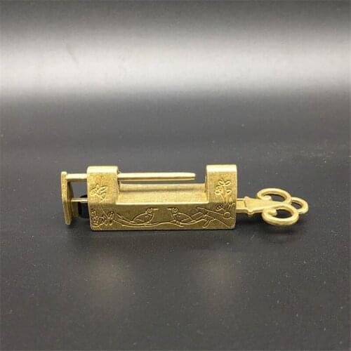 Antique Lock Copper Old Lock Magpie Standing Plum Blossom Small Copper Lock Yellow Small Lock Home Decoration Lucky Gift