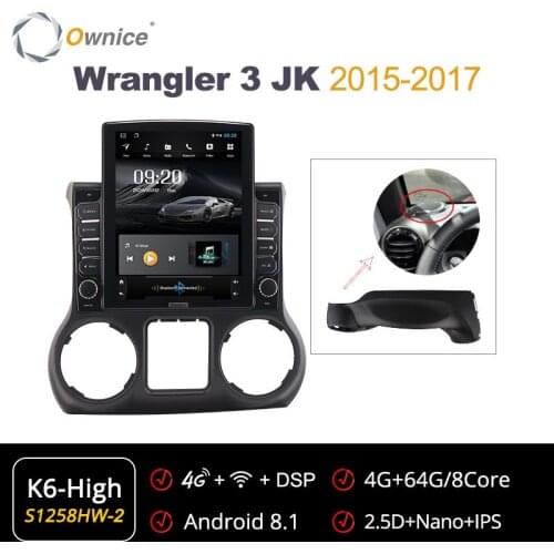 Ownice Tesla Style PX6 9.7" DSP Android 4GB+64GB Car DVD Player GPS Glonass RDS autoradio for Jeep Wrangler 3 JK 202012 2015