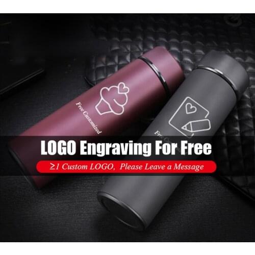 Free Customize LOGO Stainless Steel Water Bottle Vacuum Flask Gift Insulated Cup Bottle Water Outdoor Sport Drinkware Thermos