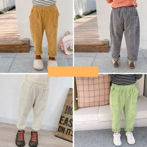 2 3 4 5 6 Y Baby Boys Trousers Winter New Kids Fashion Plus Velvet Thicken Pants Casual Loose Warm Corduroy Pants for Boy 2020