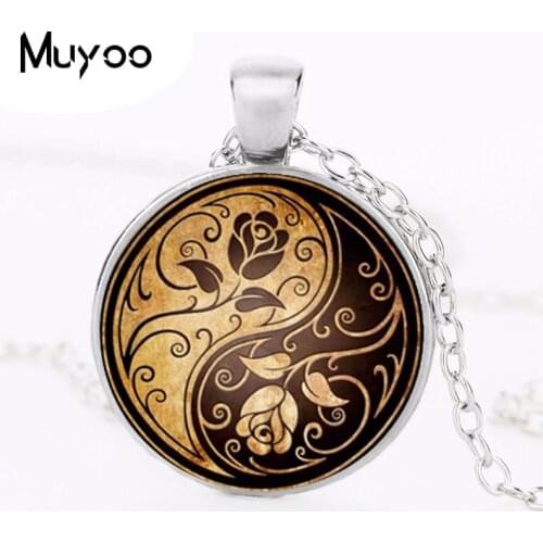 Chokers Necklaces Tai Rose flower Pendant Glass Cabochon Statement Necklace Rose Chinese Style Chain Vintage Jewelry HZ1