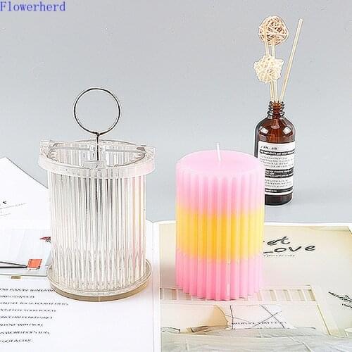 Cylindrical Gear Candle Mold DIY Handmade Cylindrical Striped Model Candle Making Kit Resin Molds Polymer Clay Molds