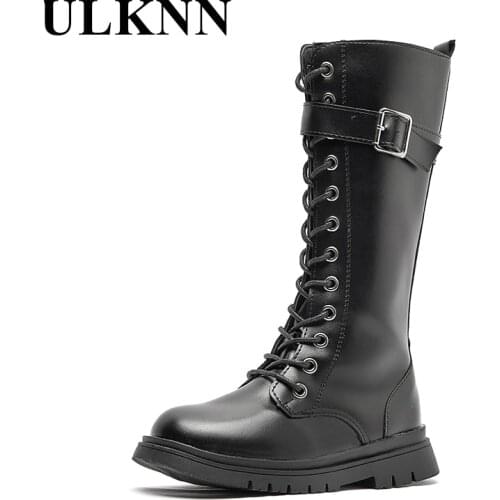 Childrens Boots 2021 Winter New Girls High Boots Zipper Little Girl Non-slip Princess Long Boots Kids Leather Student Shoes