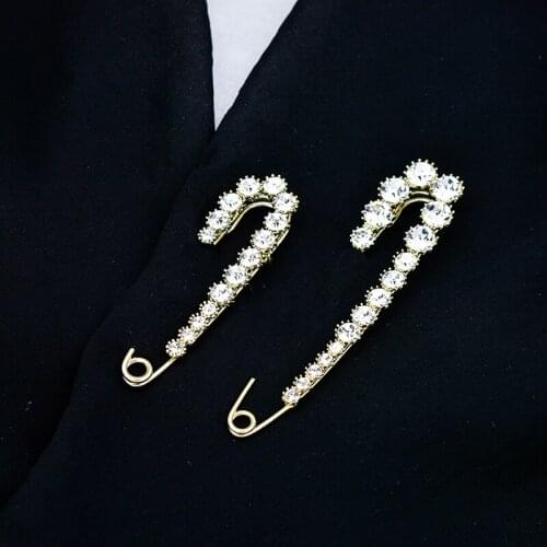 Length 7.5-10cm big size fashion Rhinestone golden/silver pin for coat shawl Brooch Broche Producto Clothings Accessories gift