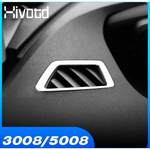 Hivotd for peugeot 3008 5008 GT 2021 2020 accessories Front Cover Air conditioner outlet frame ABS Chrome Cover trim Decoration