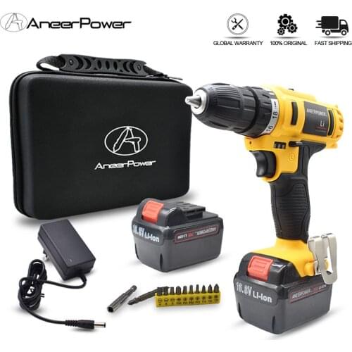 ANEERPOWER New 16.8V Cordless Drill Driver Screwdriver Mini Wireless Power Driver High Quality 1.5Ah Lithium Battery Tool Bagged