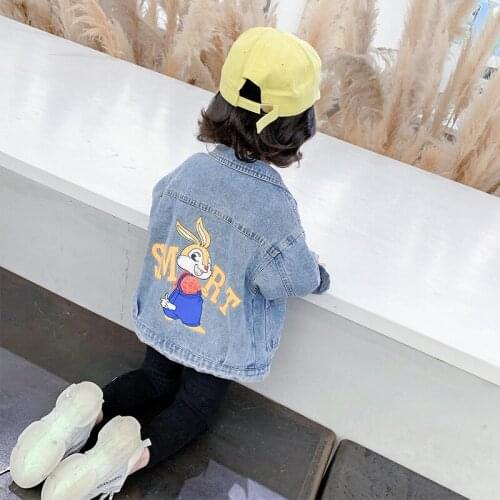 2021 Spring Denim Jean Cartoon Printed Cute Jacket Big Kids Fashion Clothes For Teens Girls Children Outwear Coats Hoodies 2-7T