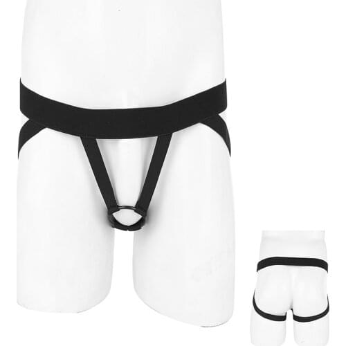 Hot Erotic Mens Open Penis Hole Panties Mens Open Back Crotchless Jockstrap Stretch Bikini G-string Underwear with Metal O-ring