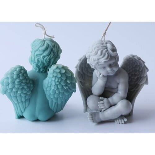 DIY Angel Scented Candle Mold Silicone Clay Baby Cake Decorating Tools Handmade Cute Aroma Plaster Fondant Chocolate Soap Moulds