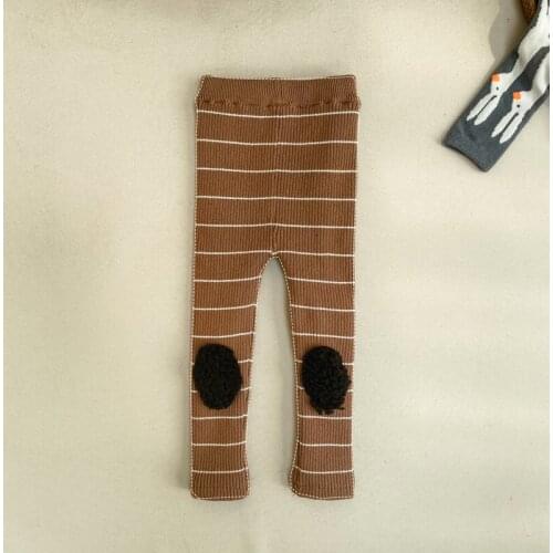 Korean Gilrs Pant 2021 Autumn Winter Striped Children’S Plush Woolen Trousers CottonTthickened Leggings Baby Cotton Boys’ Pants