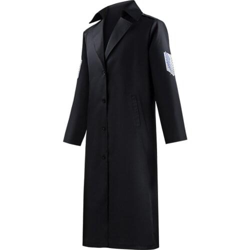 Attack On Titan Cosplay Costume Levi Rivaille Black Trench Coat Men Women Anime Medium To Long Windbreaker