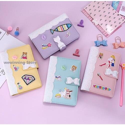 A6 Leather Loose Leaf Refill Notebook Cover Spiral Binder Macaron Colourful Planner Book Replacement Cover CuteStationary Bow