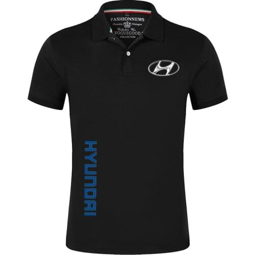 2021 Unisex Hyundai Summer Shirt Men Casual Cotton Solid Color Mens Breathable Short Sleeve Tee Shirt Male Golf Tennis Tops