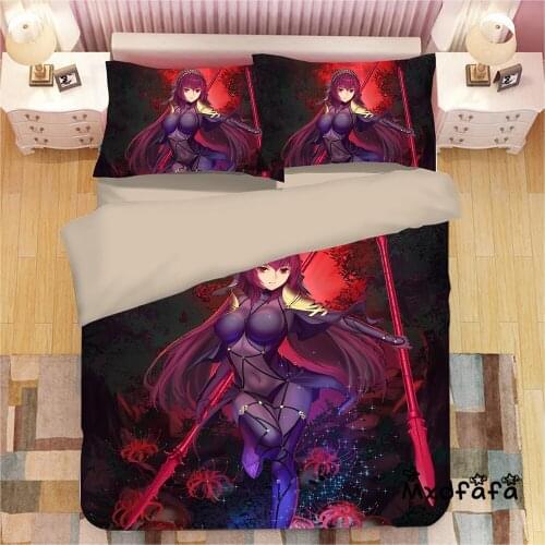 Mxdfafa Anime Fate Grand Order Duvet Cover Sets 3D Bedding Set Cartoon Comforter Bedding Sets with 1 Duvet Cover + 2 Pillowcases