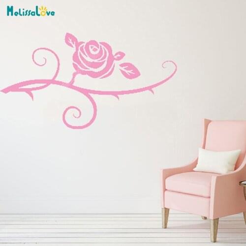 Flower Rose Sticker Bedroom Girl Room Living Room Decal Bar Decor Branch Floral Plant Large Removable Vinyl Wall Stickers B359