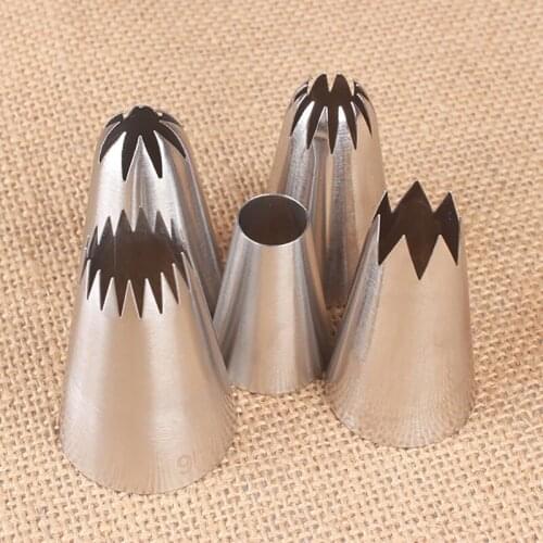 5pcs Large Russian Icing Piping Pastry Nozzle Tips Stainless Steel Nozzles Cake Decorating Tools Cupcake Head Dessert Decorators