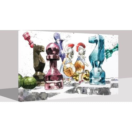 Wall Art Canvas Print Cartoon Play Chess Painting Cute Childs Home Decoration Picture Modular No Frame For Office Poster Artwork