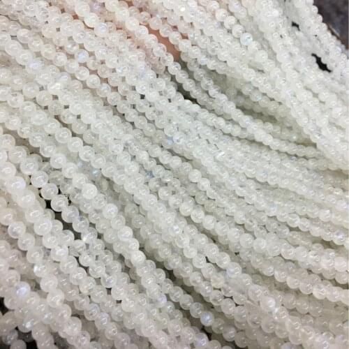 Natural 5mm moonstone stone beads necklace smooth round charm gemstone blue shine For Jewelry Making design DIY women necklace