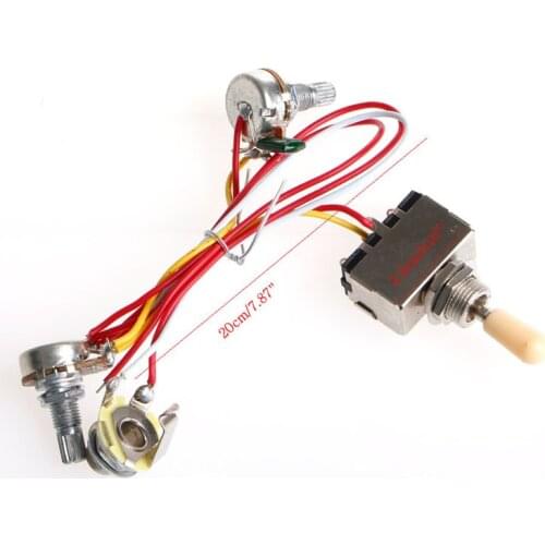 69HD New Guitar Wiring Harness 3 Way Toggle Switch 1V1T 500k Volume Tone Jack for LP